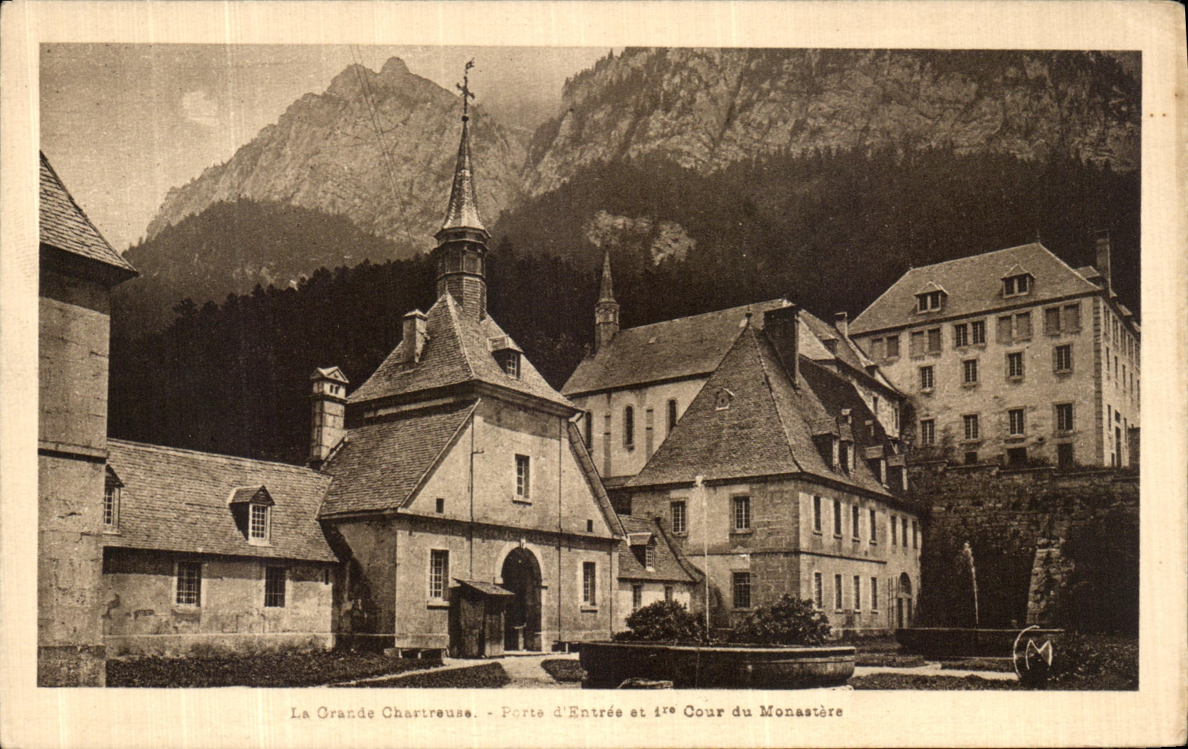 Chartreuse grande de la POSTAL de la VENDIMIA lleva la corte incorporada y 1ra de D del monasterio