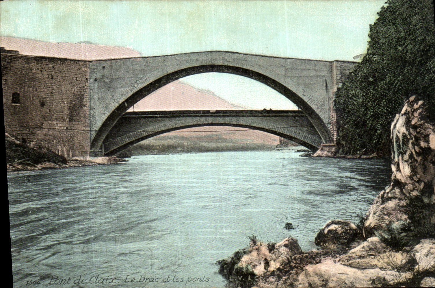 VINTAGE POSTCARD Bridge of Claix Drac and bridges