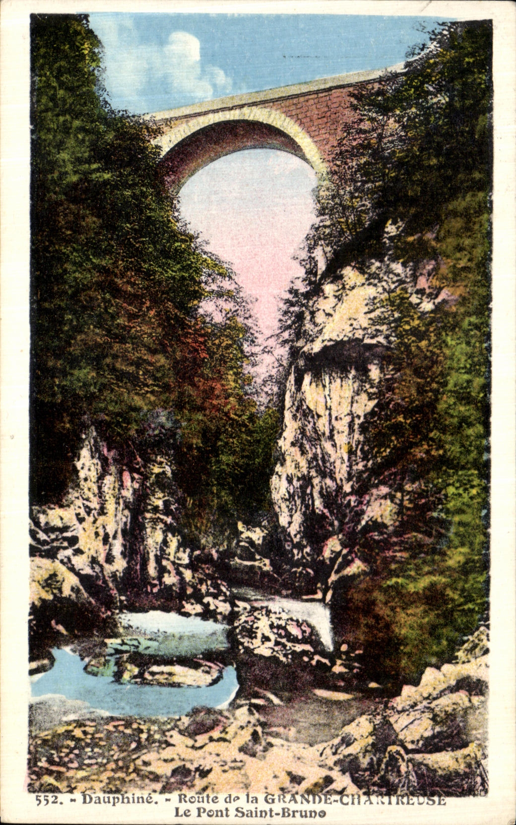 Camino de Dauphine de la POSTAL de la VENDIMIA de chartreuse grande el puente santo Bruno