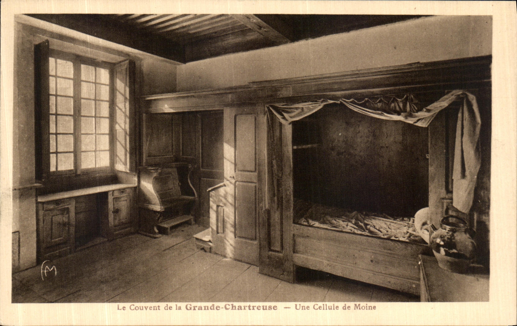 POSTAL Dauphine de la VENDIMIA el convento de chartreuse grande una celula del monje