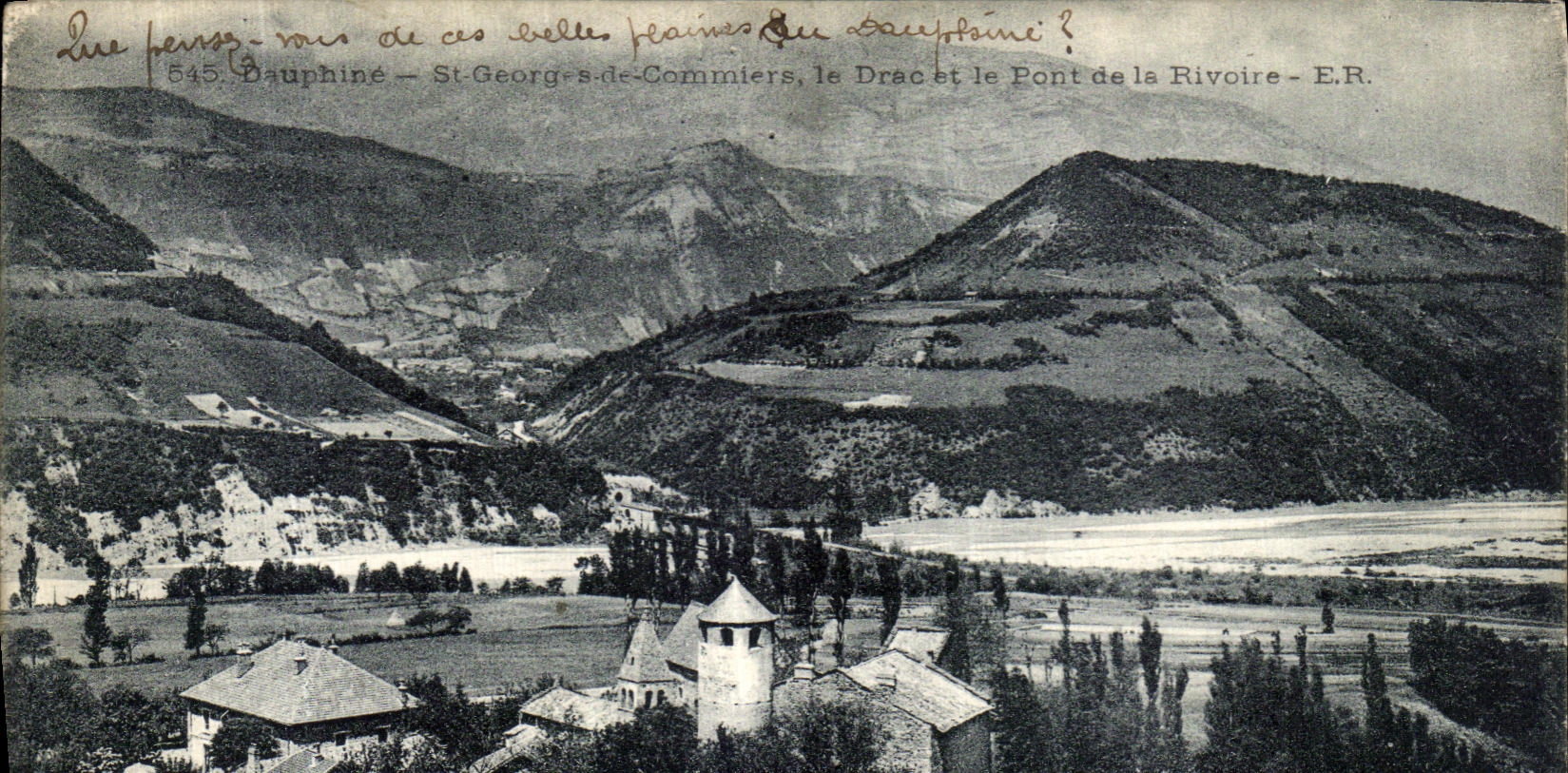 VINTAGE POSTCARD St Georges de Commiers Drac and the bridge of Rivoire
