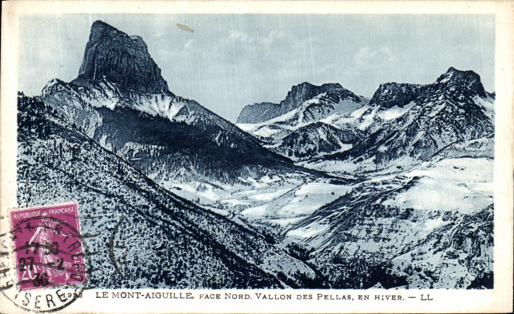 VINTAGE POSTCARD the Mount Switches Northern Face Small valley of Peeled in Winter