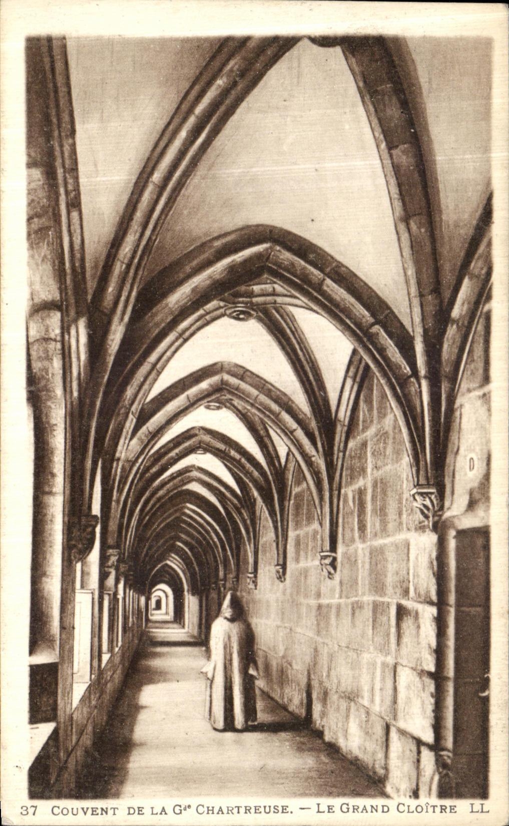 Convento de la POSTAL de la VENDIMIA de Gde chartreuse el claustro grande