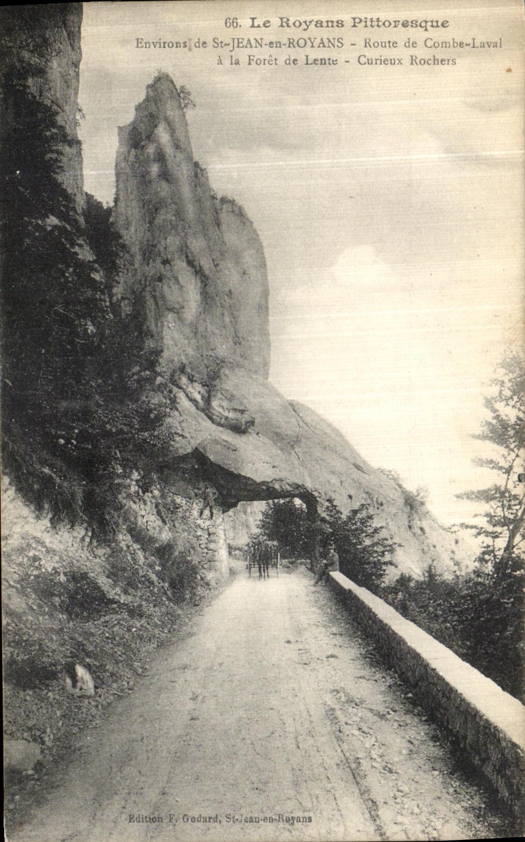 VINTAGE POSTCARD Envitons of St Jean in Royans Road of Combe Laval to the drill of Slow Curious rocks