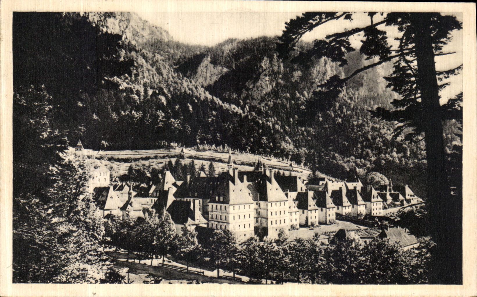 Entrada principal chartreuse grande de Dauphine de la POSTAL de la VENDIMIA del convento