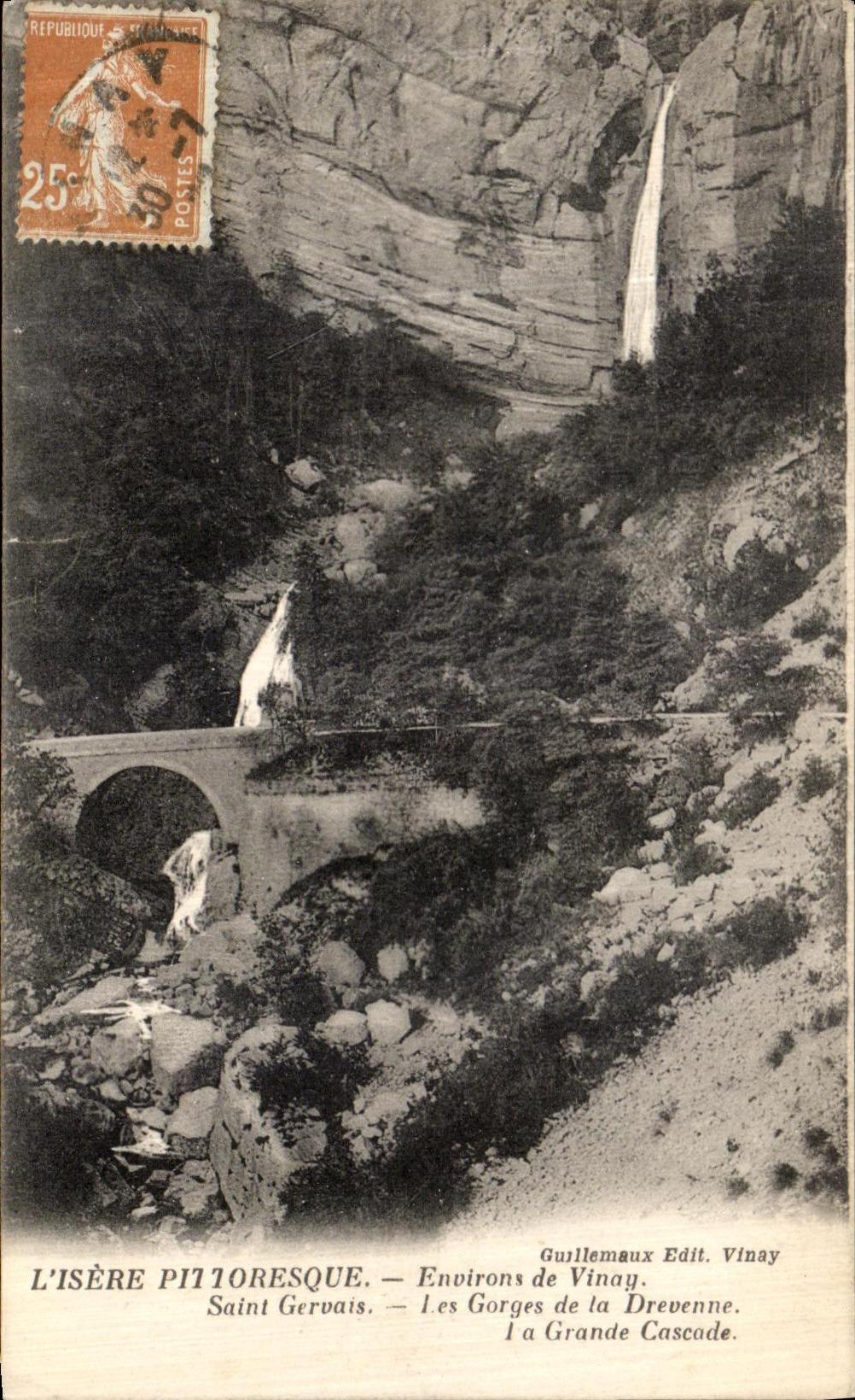 VINTAGE POSTCARD Picturesque Surroundings of Holy Vinay Gervais throats of Drevenne the large cascade
