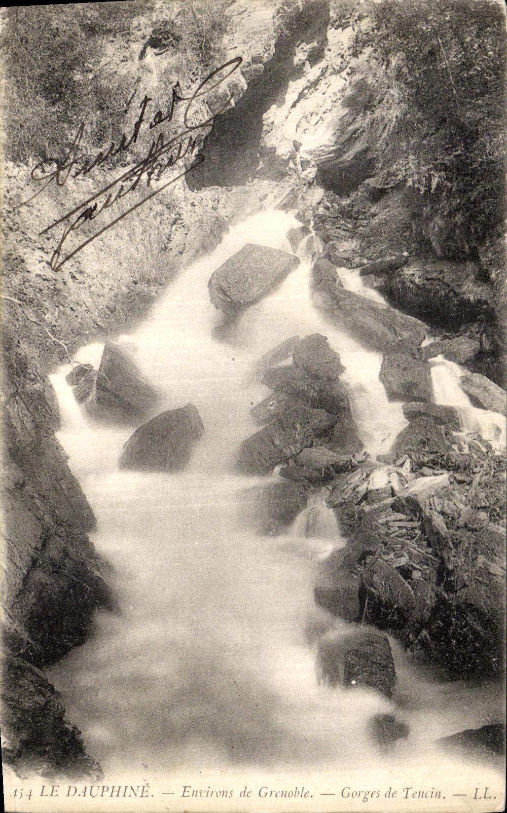 VINTAGE POSTCARD Dauphine Surroundings of Grenoble Falls of Tencin