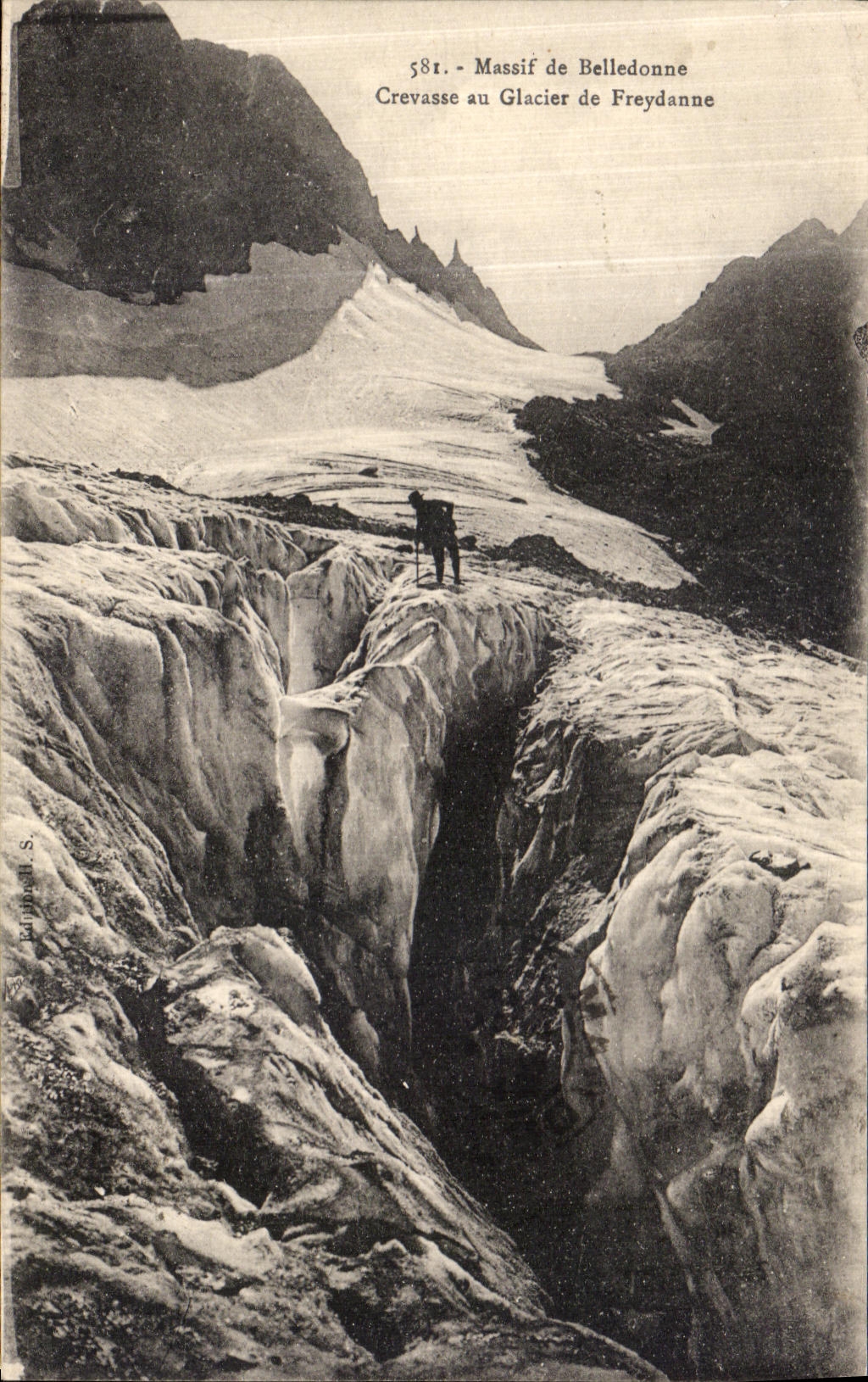 VINTAGE POSTCARD Massive of belledonne Crack to the Glacier of Freydanne