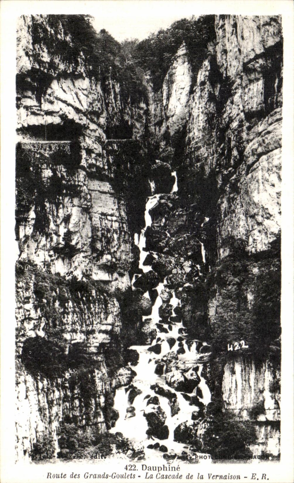 VINTAGE POSTCARD Dauphine Road of Large Coulets the Cascade of Vernaison