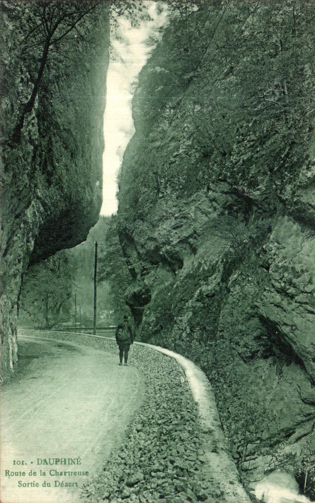 Camino de Dauphine de la POSTAL de la VENDIMIA de la izquierda chartreuse grande el desierto