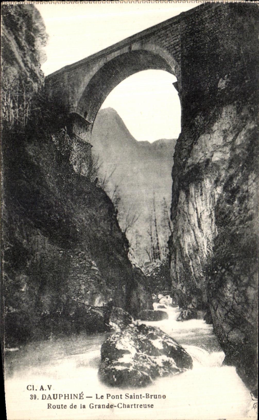 POSTAL Dauphine de la VENDIMIA la ruta santa de Bruno del puente de chartreuse grande