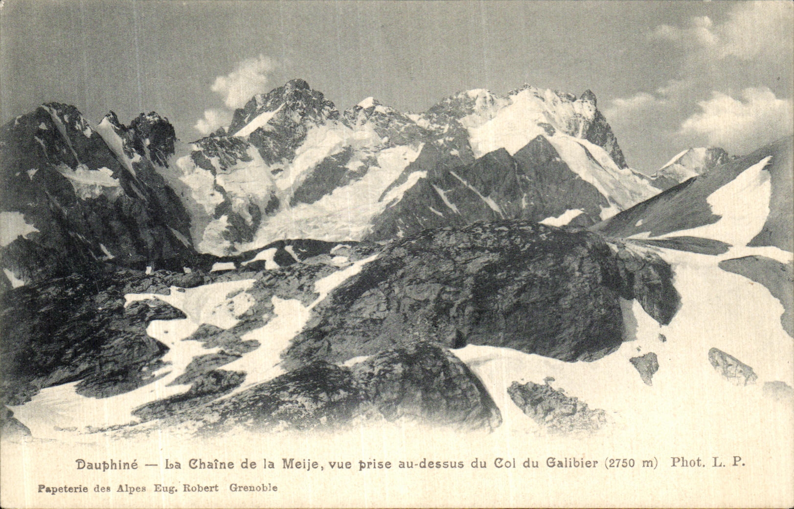 VINTAGE POSTCARD Dauphine the chain of Meije Seen from to the top of the collar of Galibier