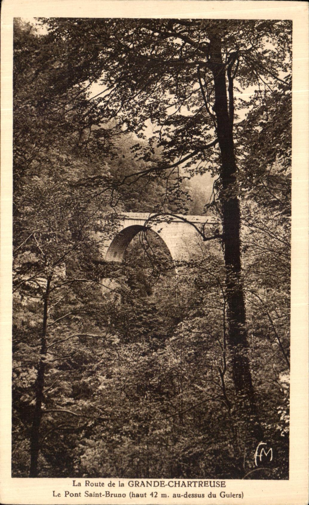 POSTAL de la VENDIMIA el camino de chartreuse grande el puente santo Bruno