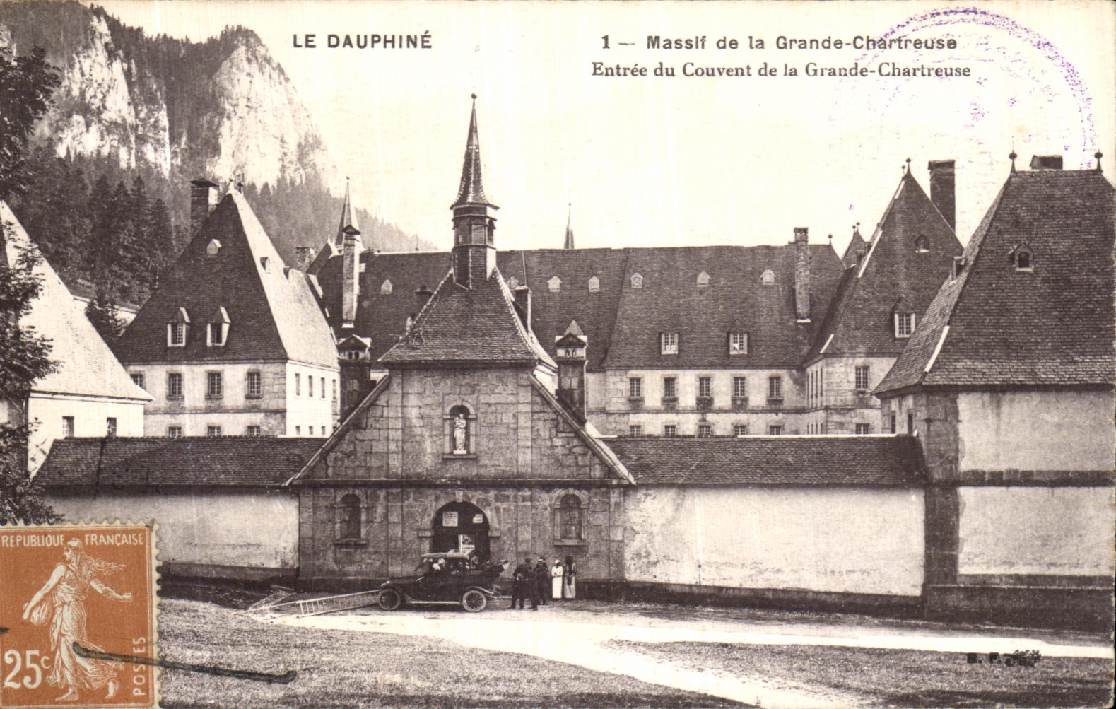 Masa solida de Dauphine de la POSTAL de la VENDIMIA de chartreuse grande entrado del convento de chartreuse grande
