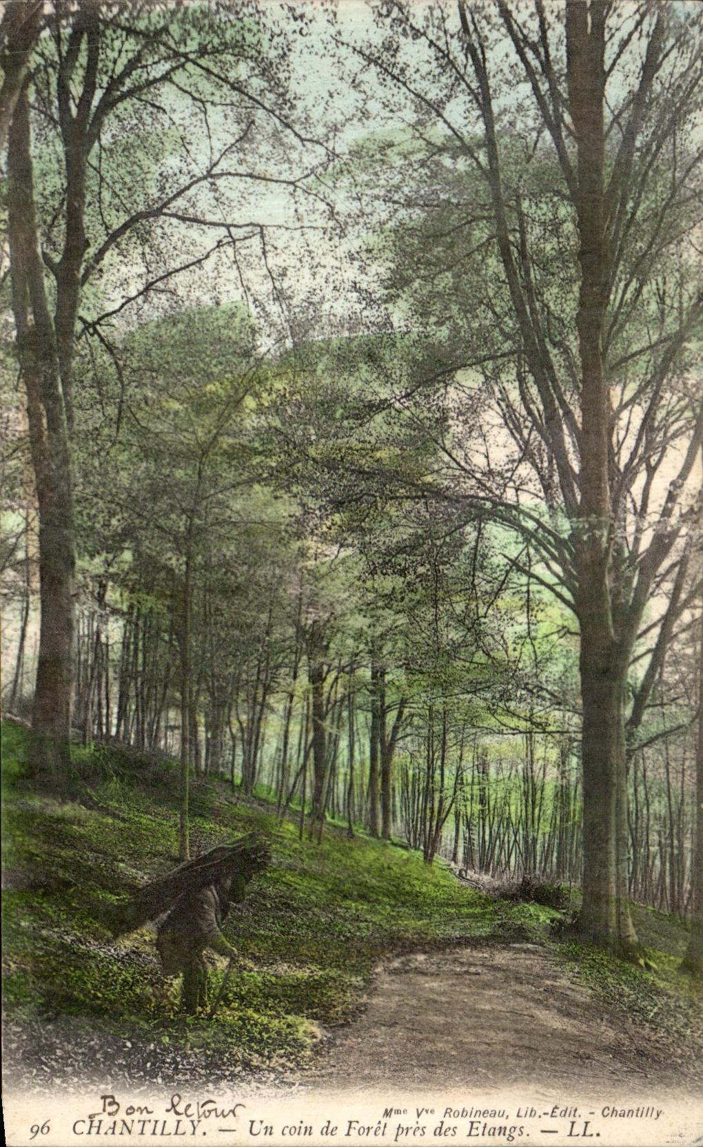 CPA Chantilly Un Coin de Foret pris des Etangs animee