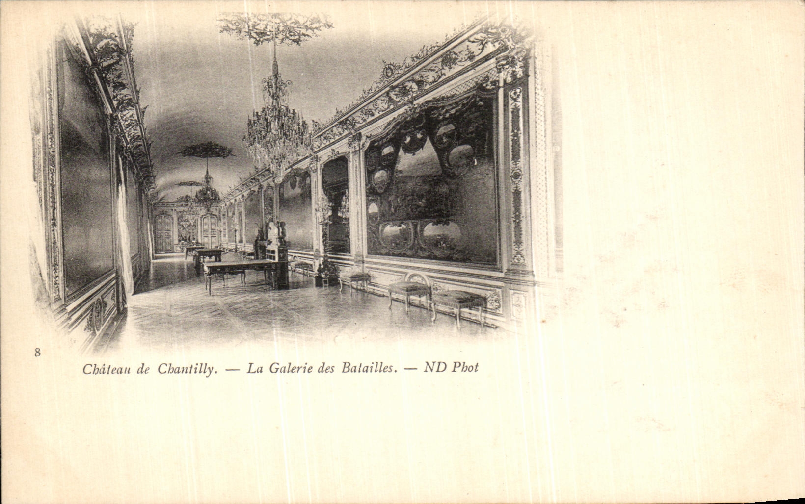 VINTAGE POSTCARD Castle of Chantilly the Gallery of the Battles