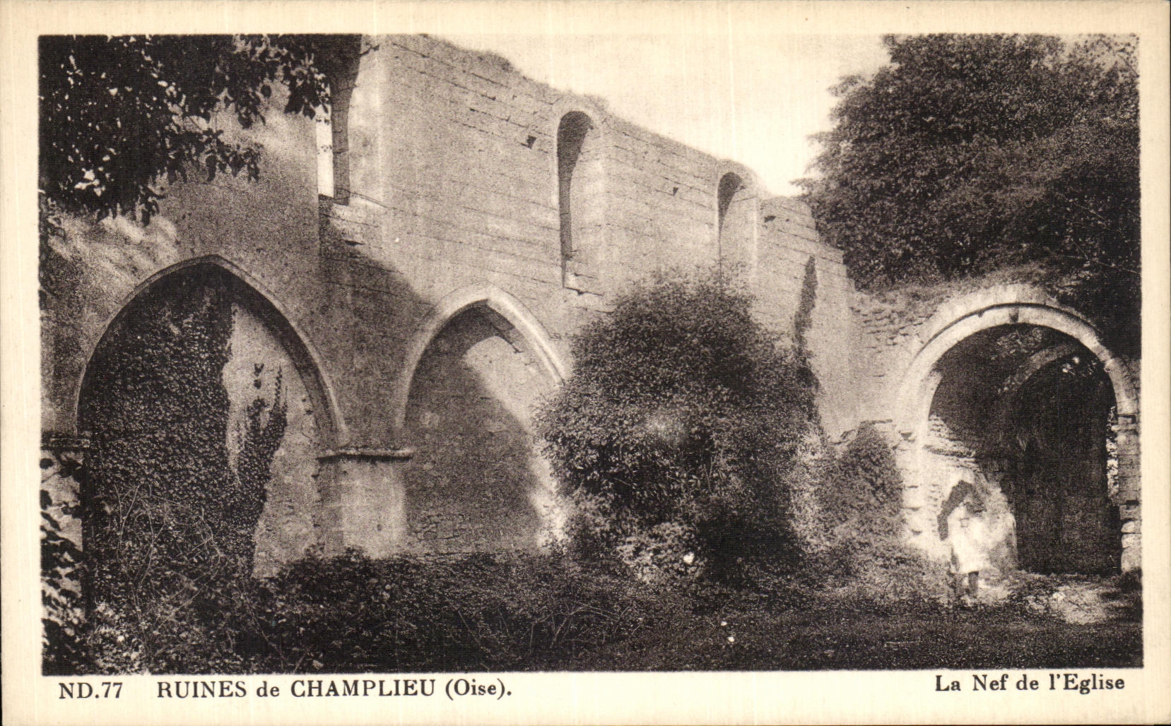 VINTAGE POSTCARD Ruins of Champlieu the Nave of L Church
