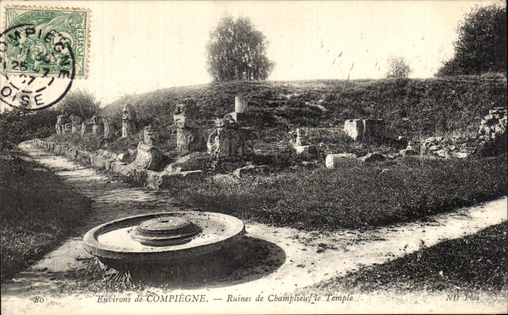 VINTAGE POSTCARD Surroundings of Compiegne Ruins of Champlieu the Temple