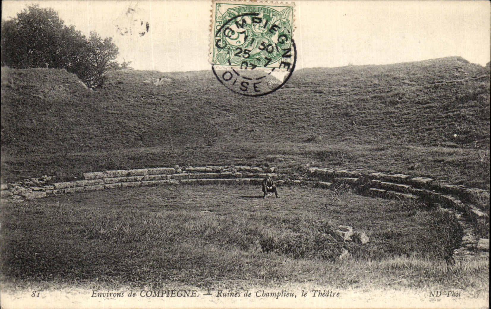 VINTAGE POSTCARD Surroundings of Compiegne Ruins of Champlieu the Theater