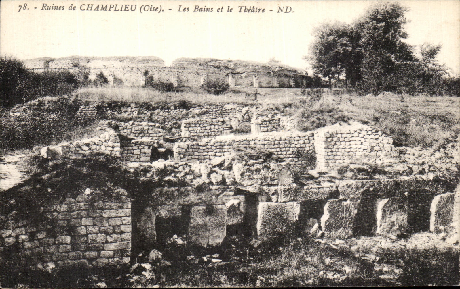 VINTAGE POSTCARD Surroundings of Compiegne Ruins of Champlieu Les Bains and the Theater
