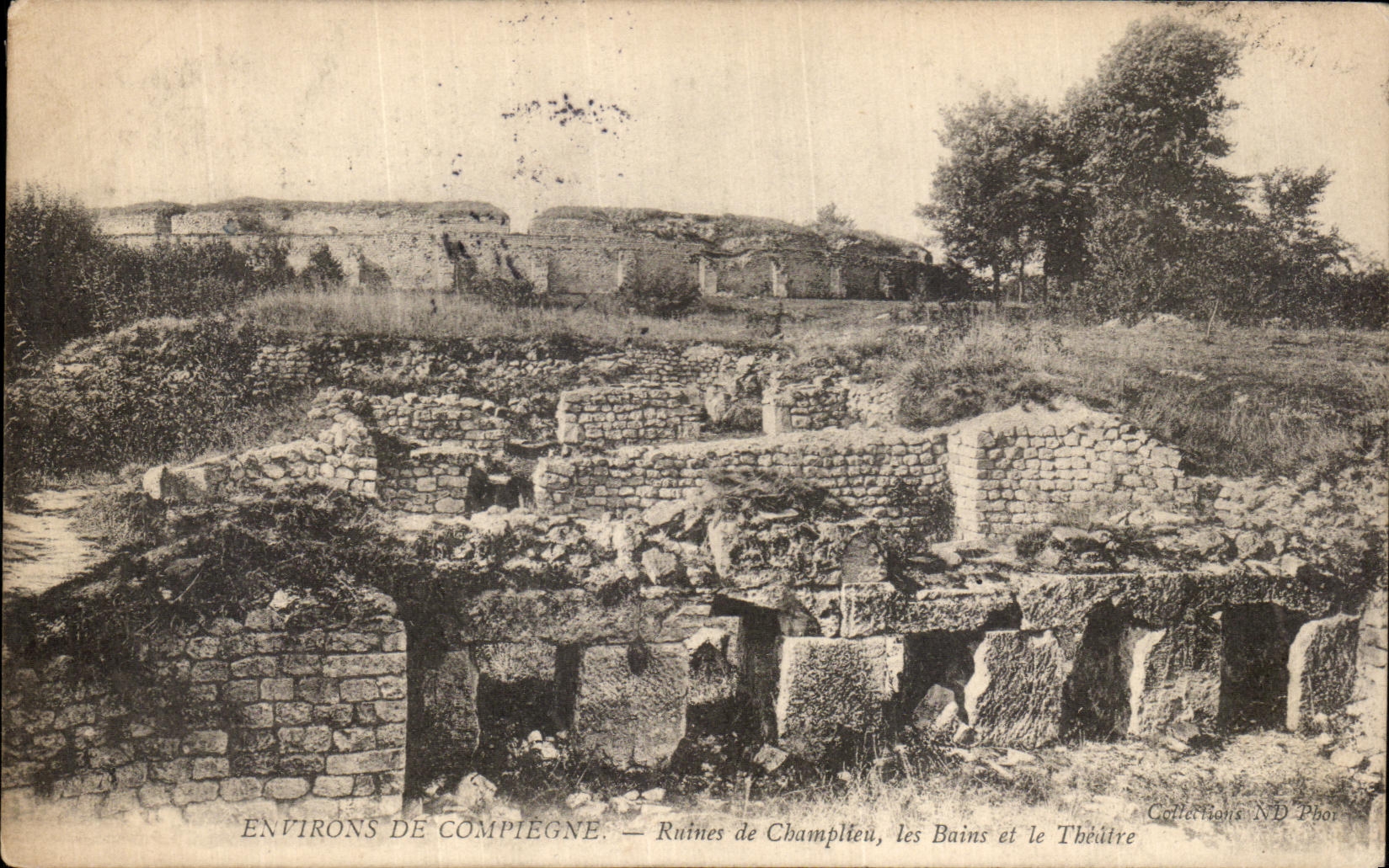 VINTAGE POSTCARD Surroundings Of Compiegne Ruins of Champlieu baths and the theater
