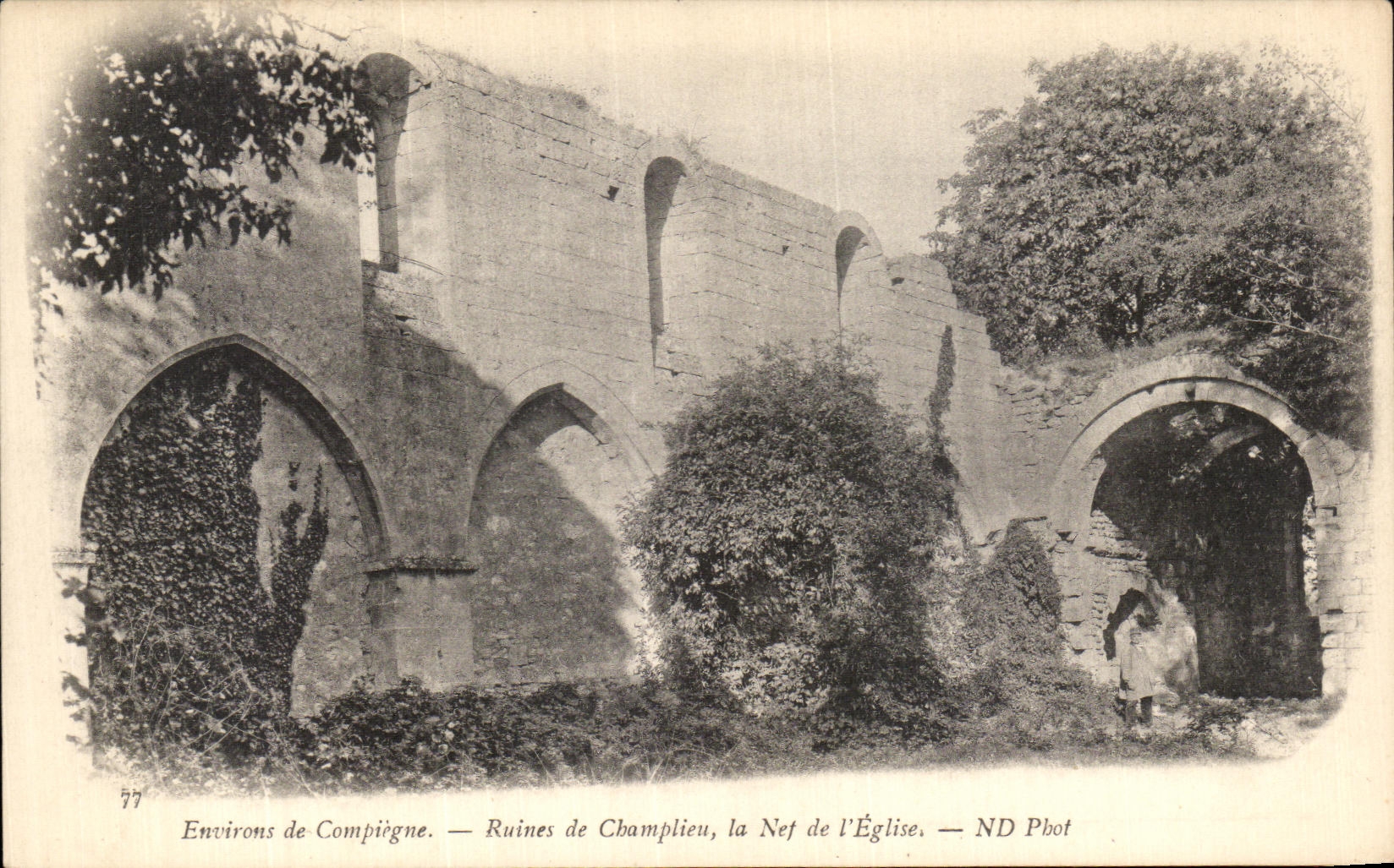 VINTAGE POSTCARD Surroundings Of Compiegne Ruins of Champlieu the nave of L church