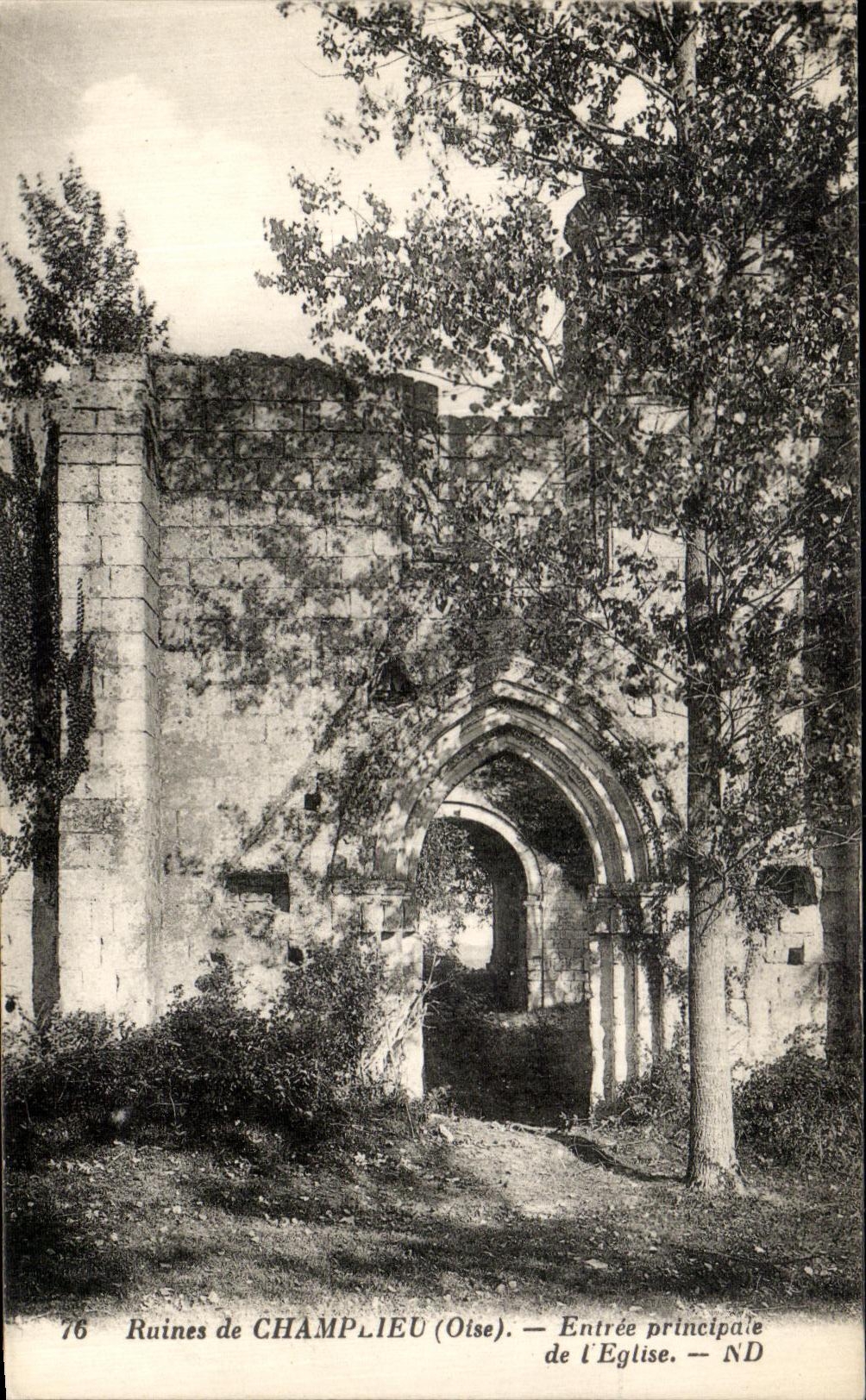 VINTAGE POSTCARD Ruins of Compiegne Main entrance of L church