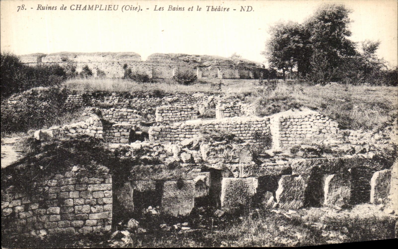 VINTAGE POSTCARD Ruins of Compieu Les Bains and the theater