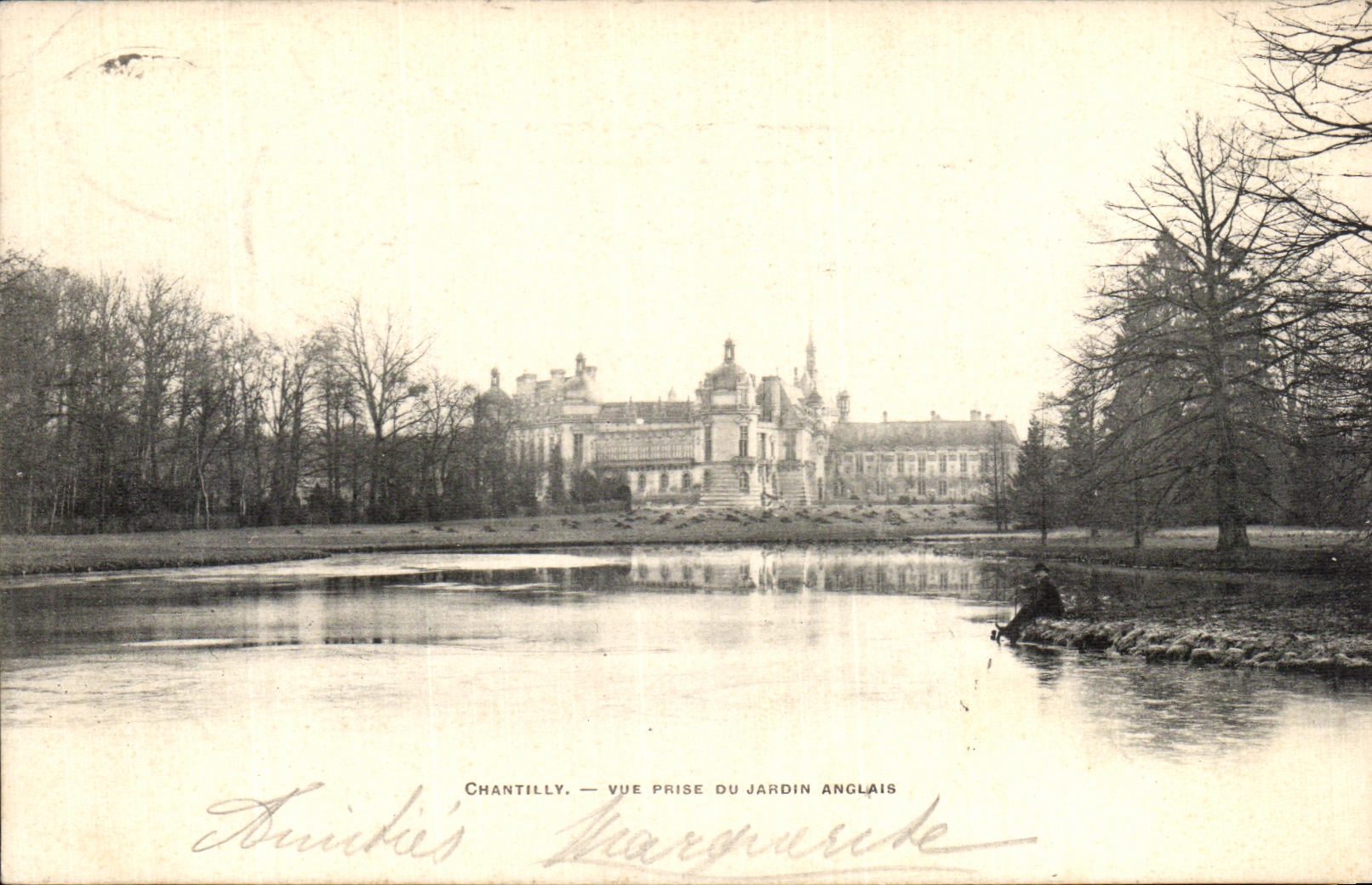 VINTAGE POSTCARD Chantilly Seen from of the English garden