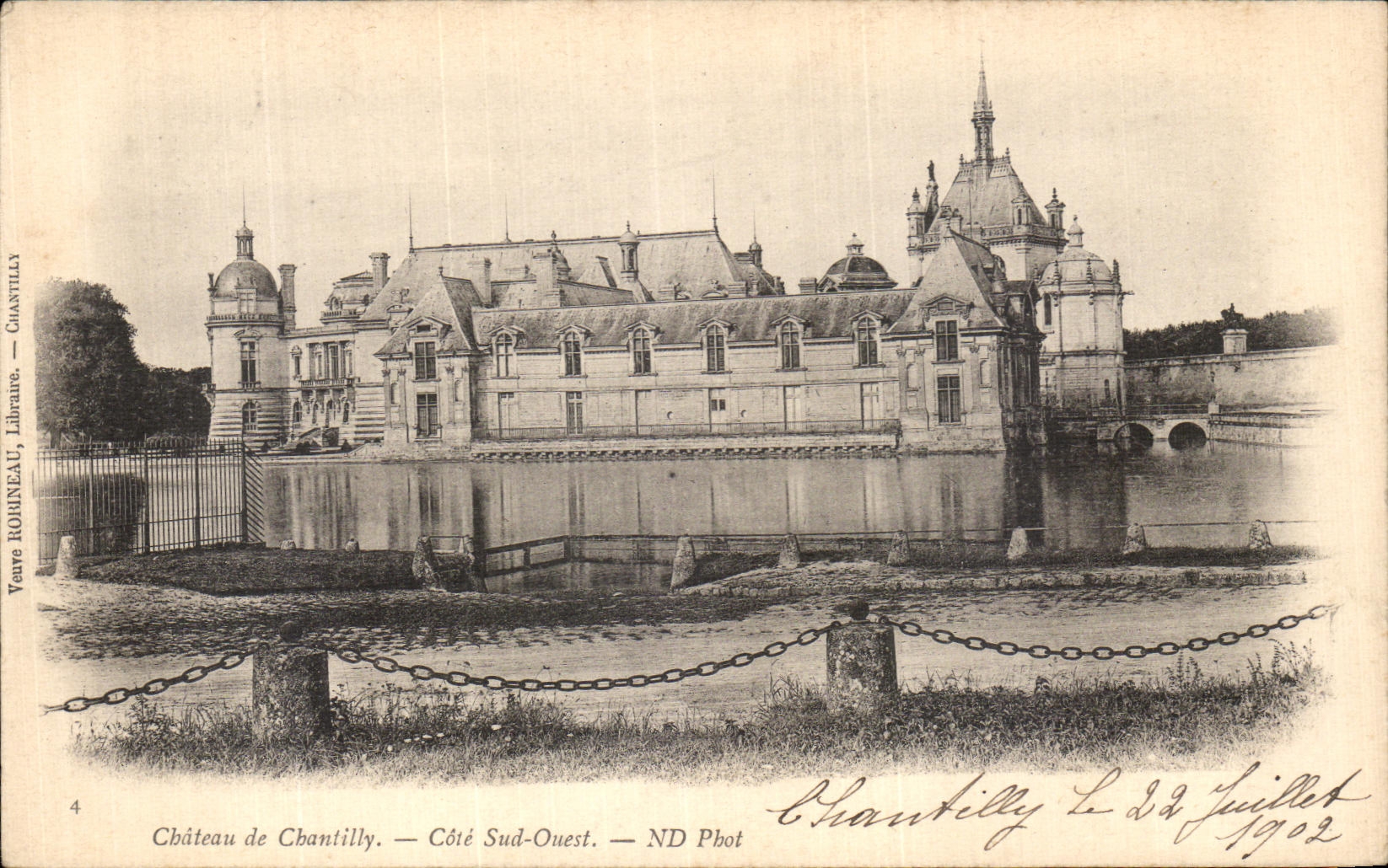 VINTAGE POSTCARD Castle of Chantilly Western Southern part