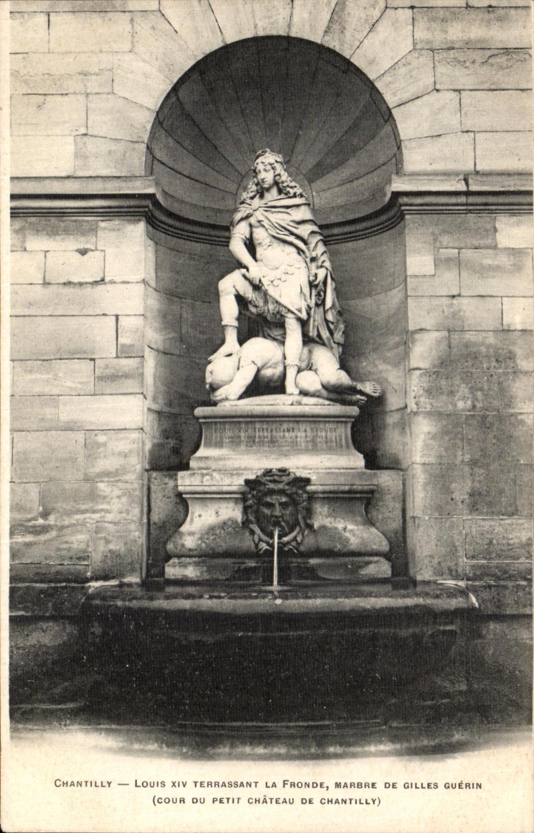 VINTAGE POSTCARD Chantilly Lours XIV Embanking the sling Marble of Gilles Guerin
