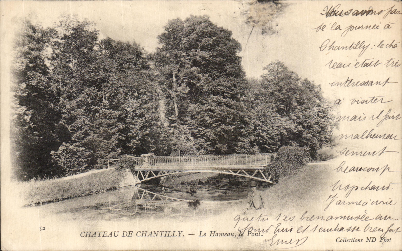 VINTAGE POSTCARD Castle of Chantilly the Hamlet the bridge
