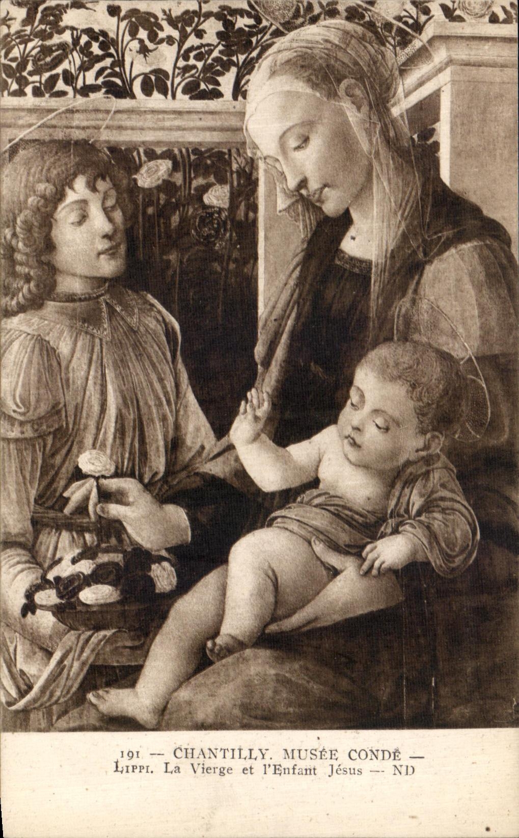 VINTAGE POSTCARD Chantilly Museum Lippi Cop the virgin and L Jesus child
