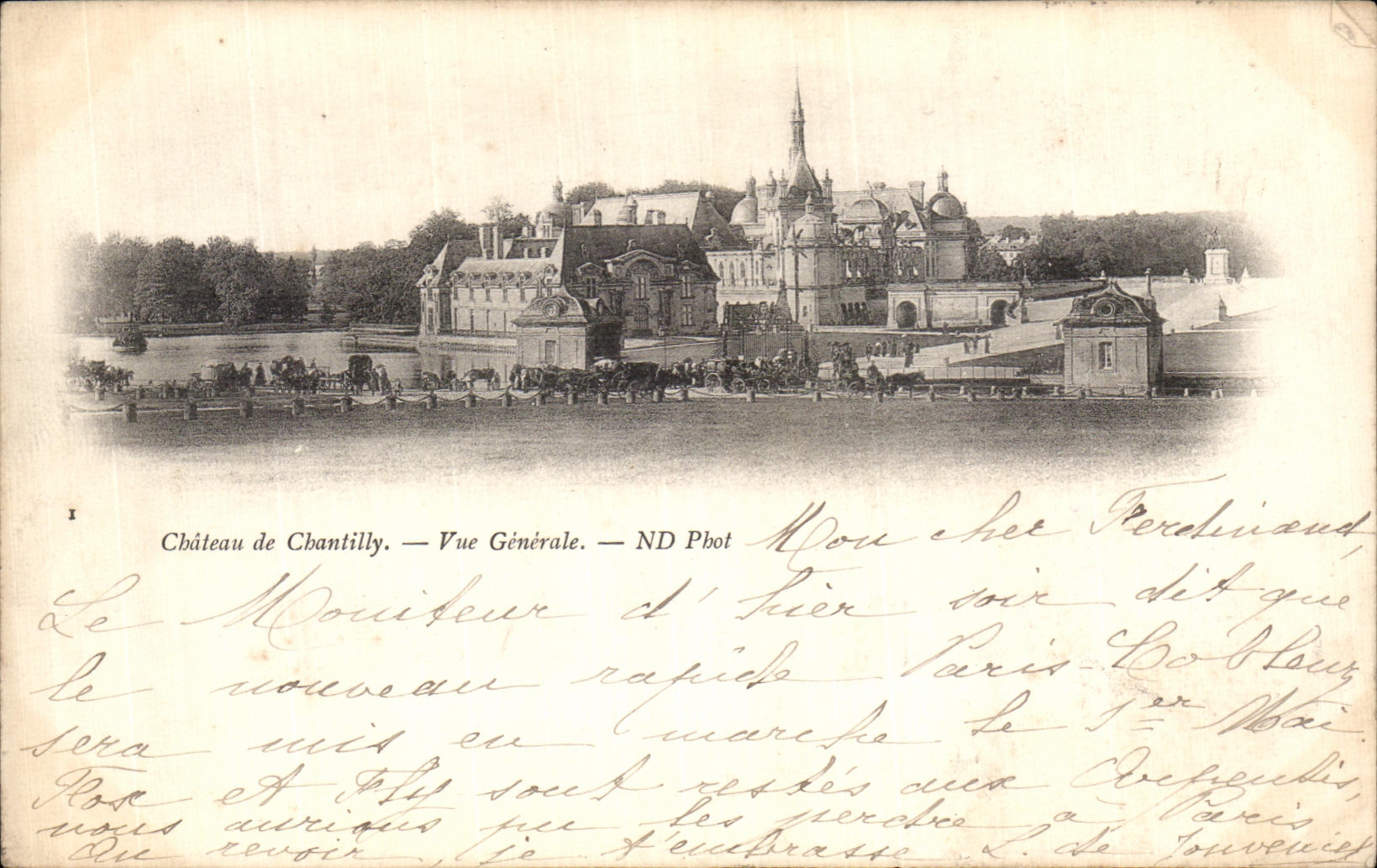 VINTAGE POSTCARD Castle of Chantilly View