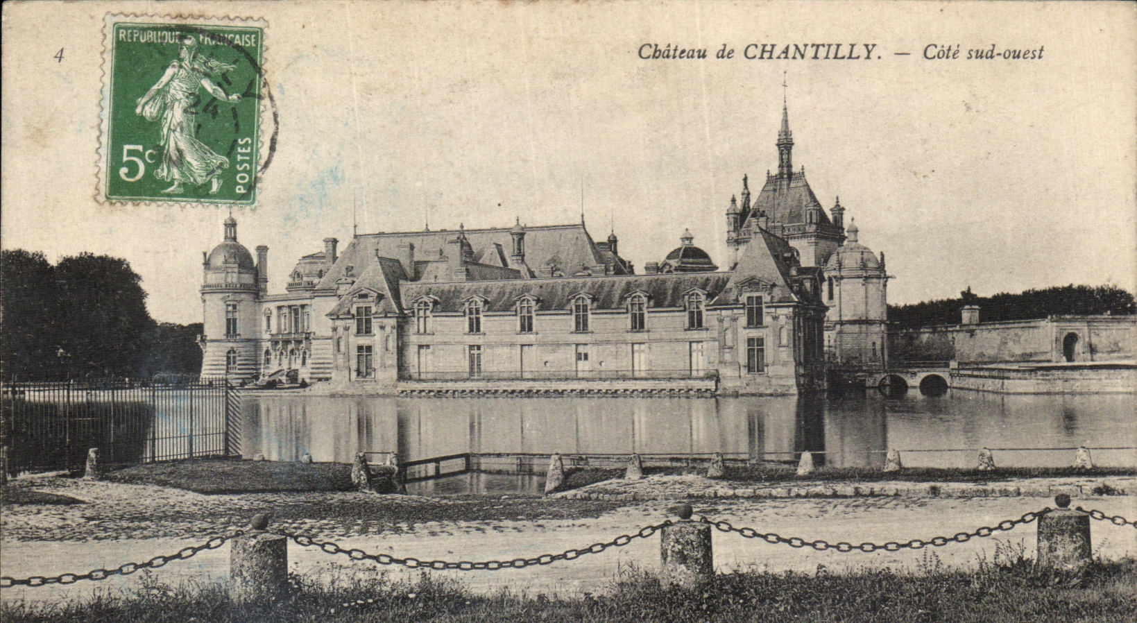 VINTAGE POSTCARD Castle of Chantilly western Southern part