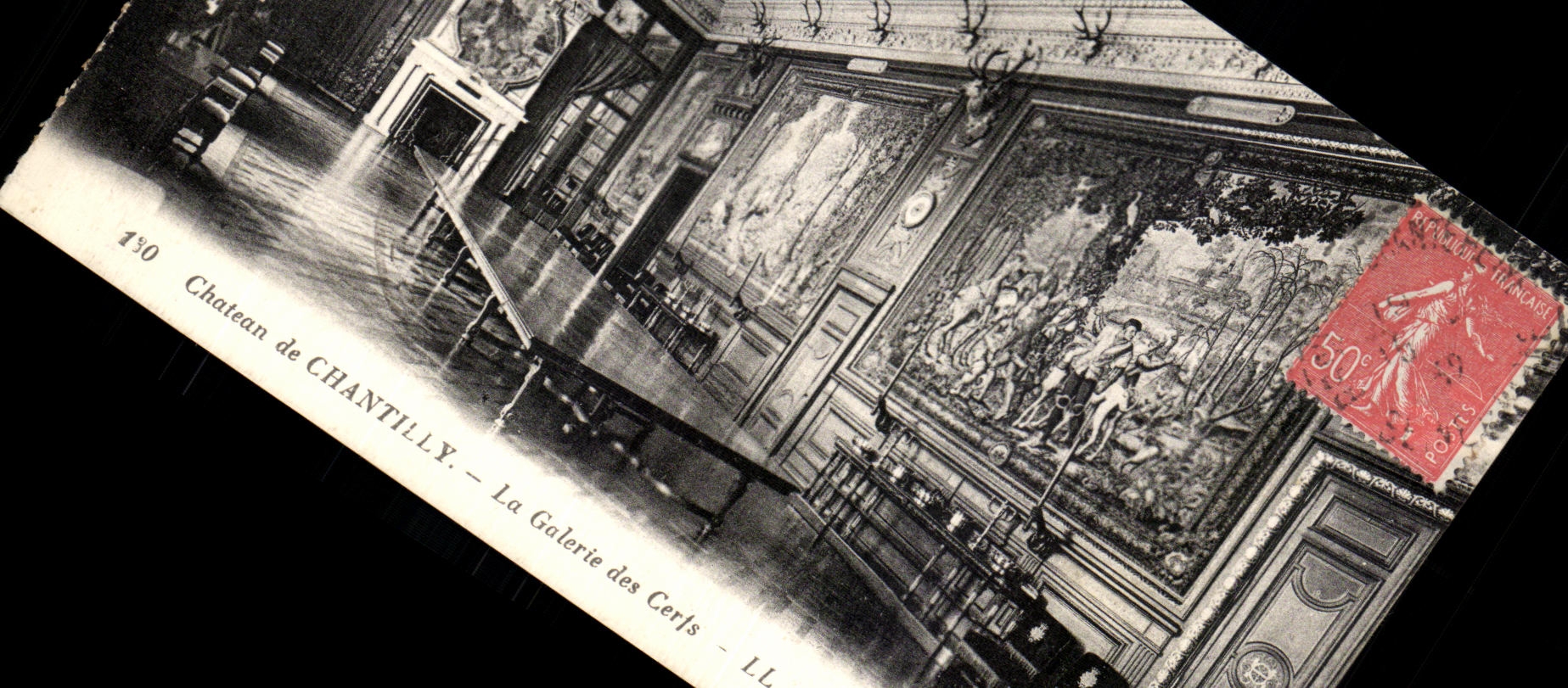 Castillo de la POSTAL de la VENDIMIA de Chantilly la galeria de los machos