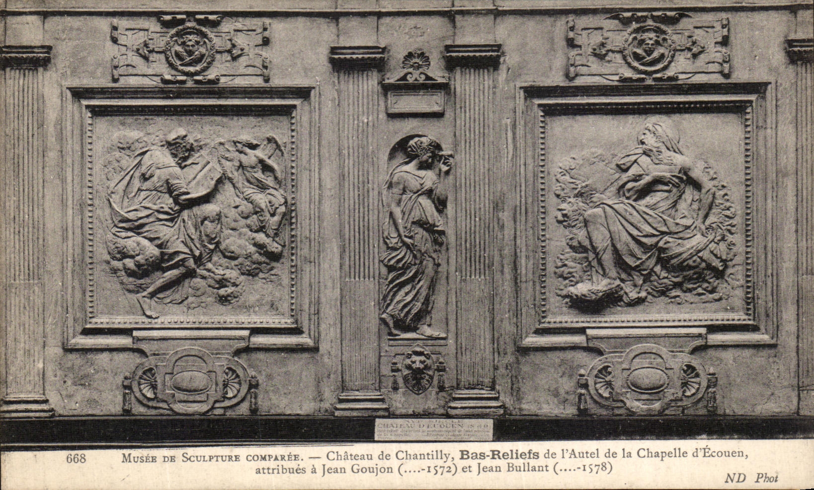 VINTAGE POSTCARD Castle of Low Chantilly Reliefs of L furnace bridge of the vault D Ecouen Jean Pin Jean Bullant