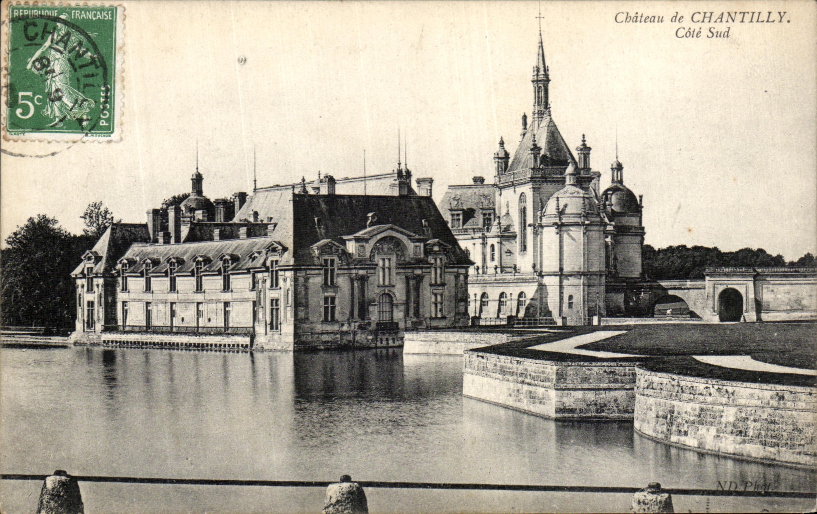 VINTAGE POSTCARD Castle of Chantilly Southern part