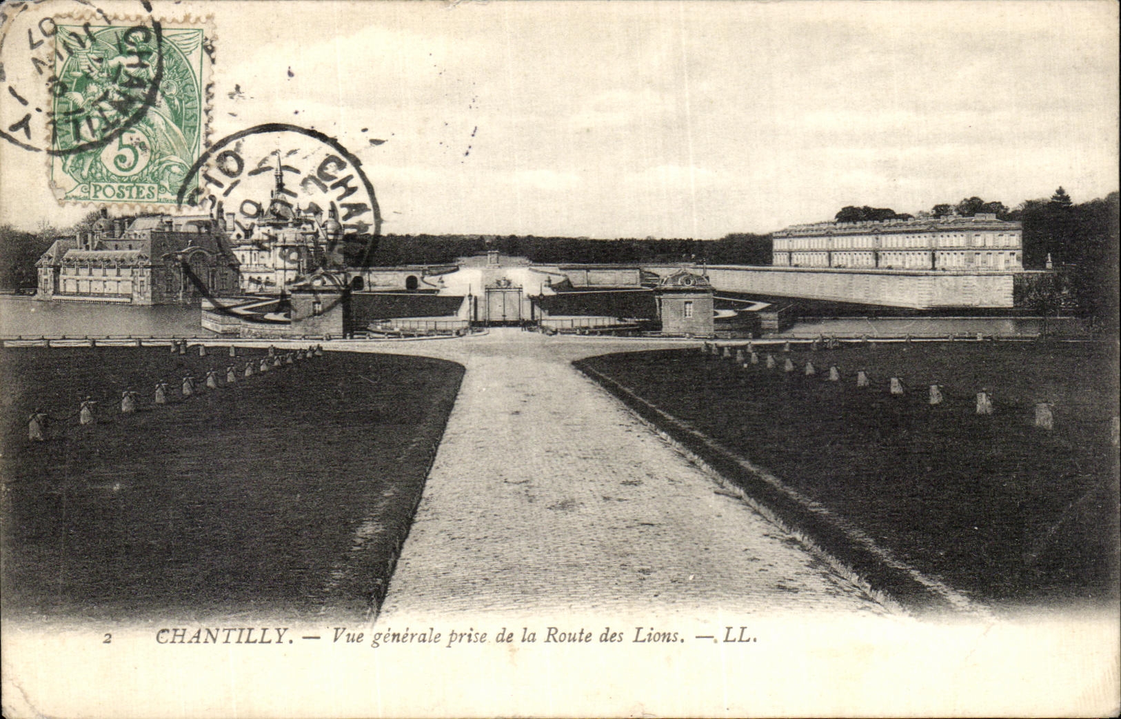 VINTAGE POSTCARD Chantilly View Taken of the road of the lions