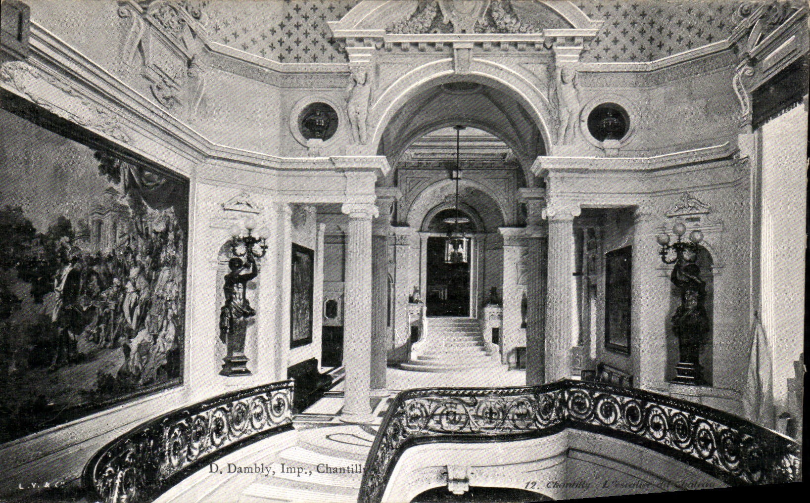 VINTAGE POSTCARD Chantilly L staircase of the castle
