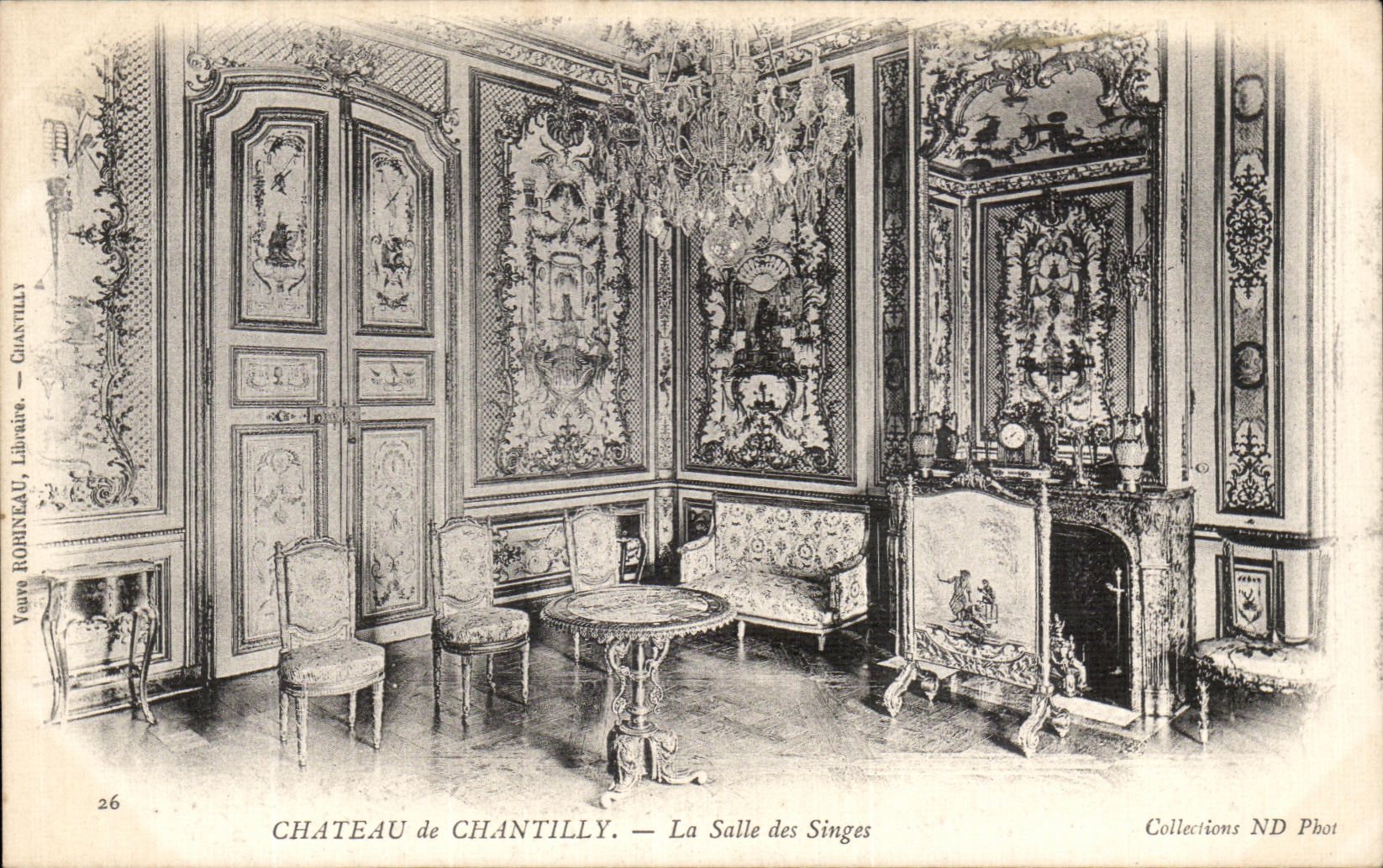 VINTAGE POSTCARD Castle of Chantilly the Room of the monkeys