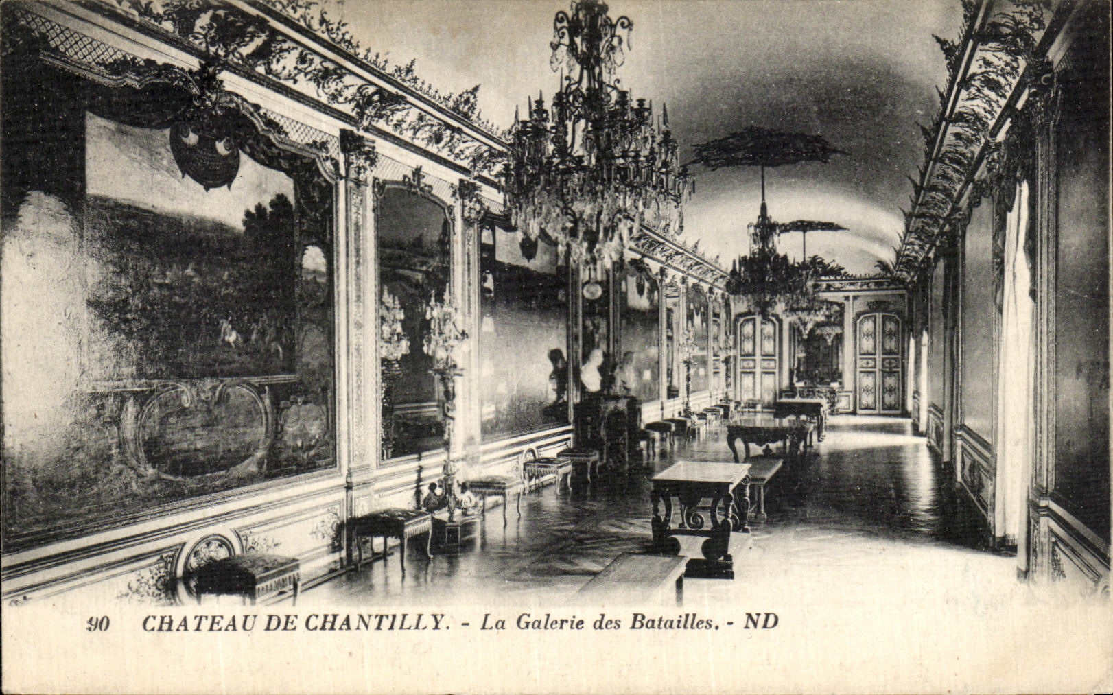 VINTAGE POSTCARD Castle of Chantilly the Gallery of the battles
