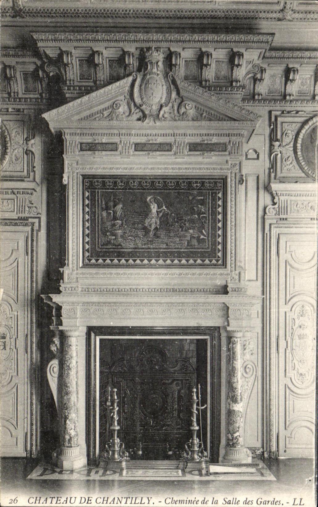 VINTAGE POSTCARD Castle of Chantilly Chimney of the Room of the guards