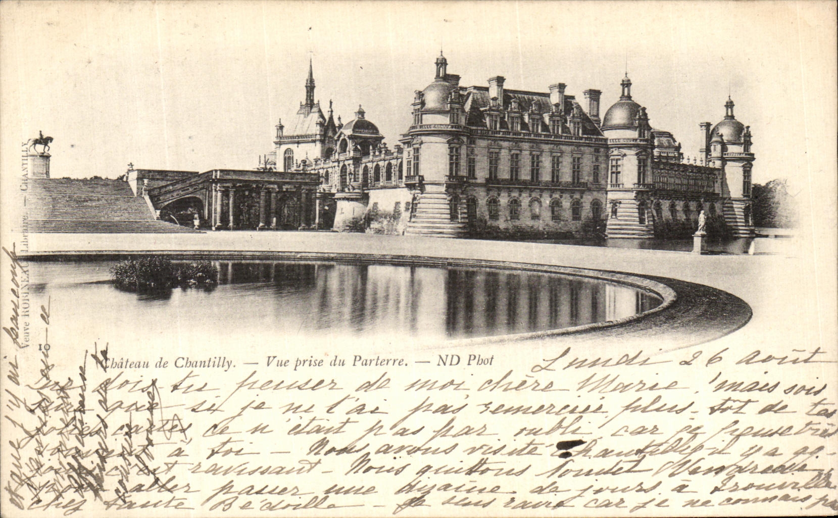 VINTAGE POSTCARD Castle Of Chantilly Seen from of the floor