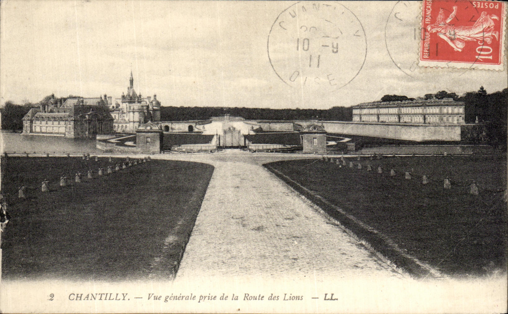 VINTAGE POSTCARD Chantilly View Taken of the road of the lions