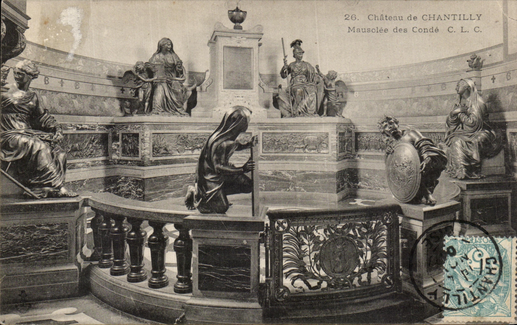 VINTAGE POSTCARD Castle of Chantilly Mausoleum of the Cop