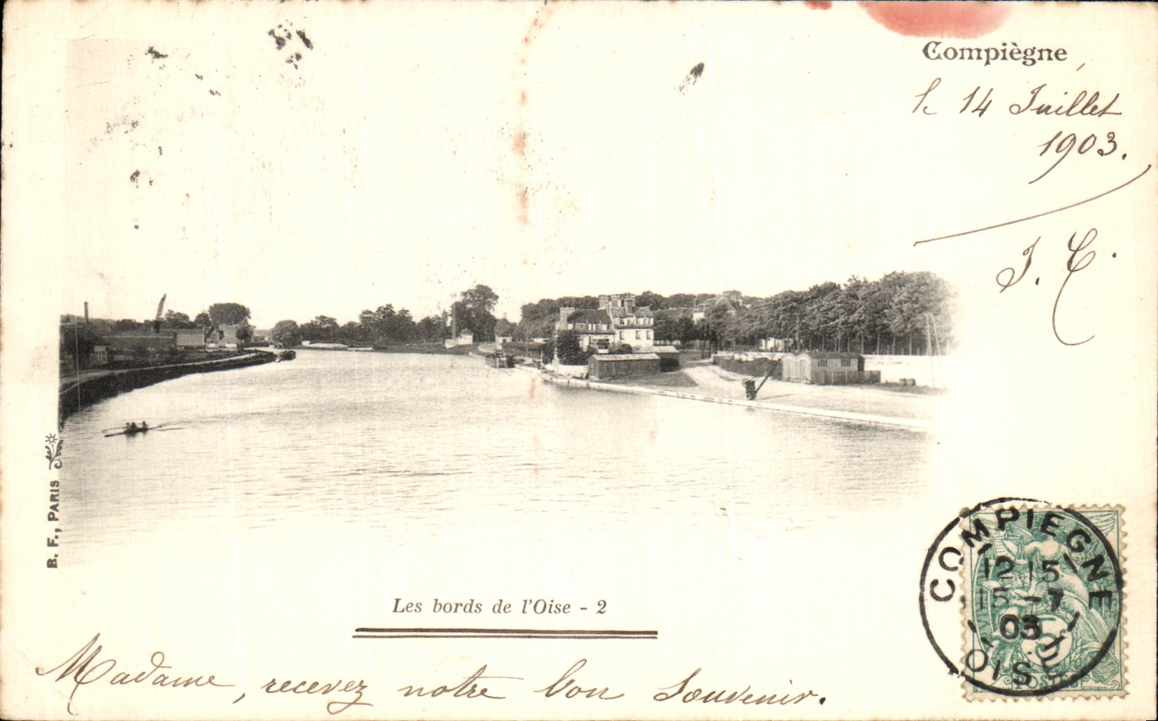 VINTAGE POSTCARD edges of L Oise Compiegne