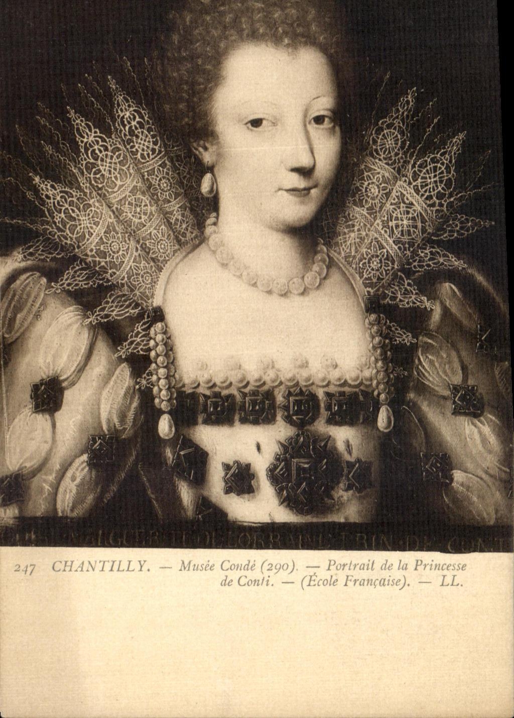 VINTAGE POSTCARD Chantilly Musee Cop Carried of the Princess of Conti