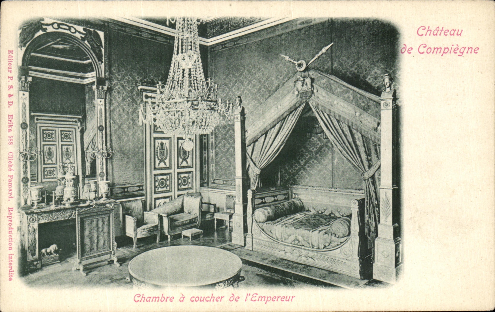 VINTAGE POSTCARD the Castle Compiegne Chambre has to lay down L emperor