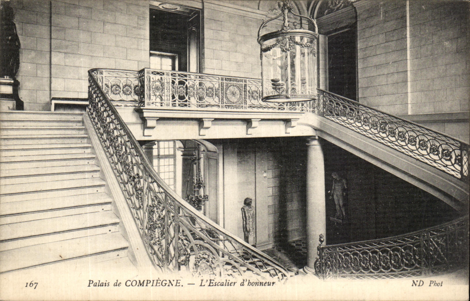 VINTAGE POSTCARD Compiegne the Castle L Staircase D honor
